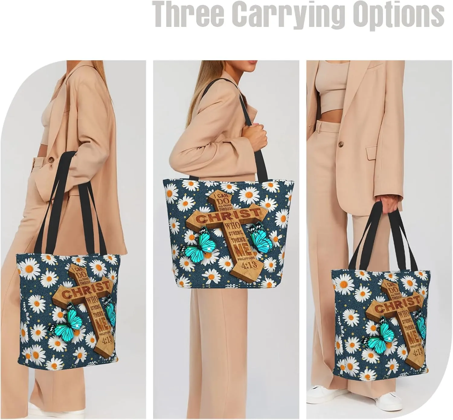 Bible Tote Bags For Women Christian Tote Bags For Women Bible Bag Religious Shoulder Bag Scripture Reusable Grocery Bag