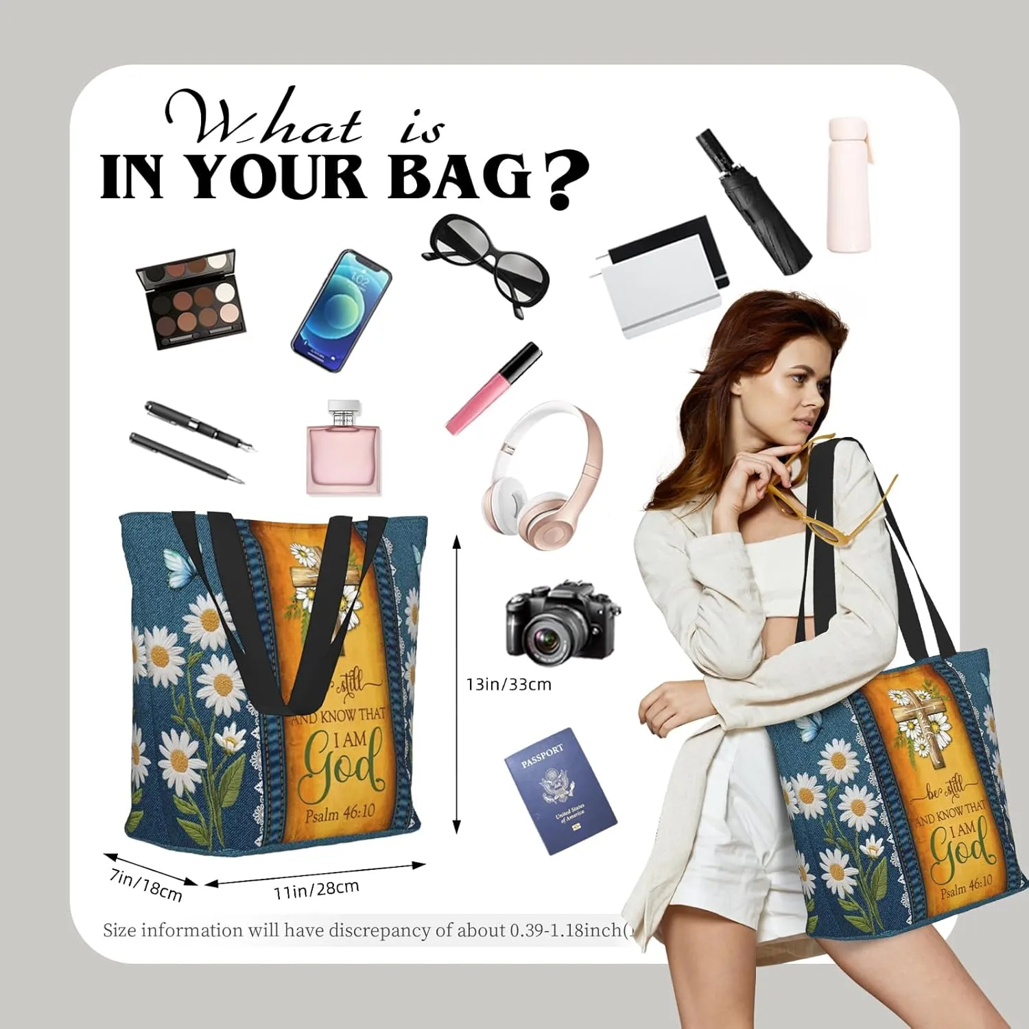 Bible Tote Bags for Women Christian Tote Bags Reusable Shoulder Bag Church Bags Christian Gifts for Women Work