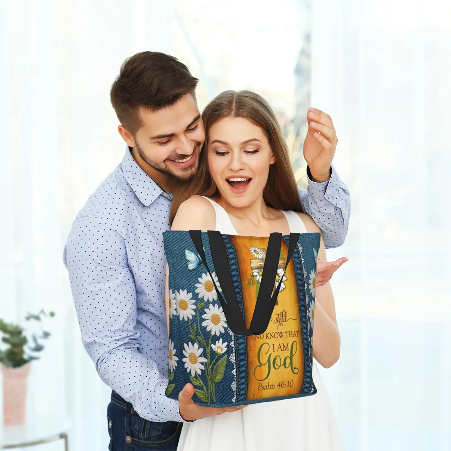 Bible Tote Bags for Women Christian Tote Bags Reusable Shoulder Bag Church Bags Christian Gifts for Women Work
