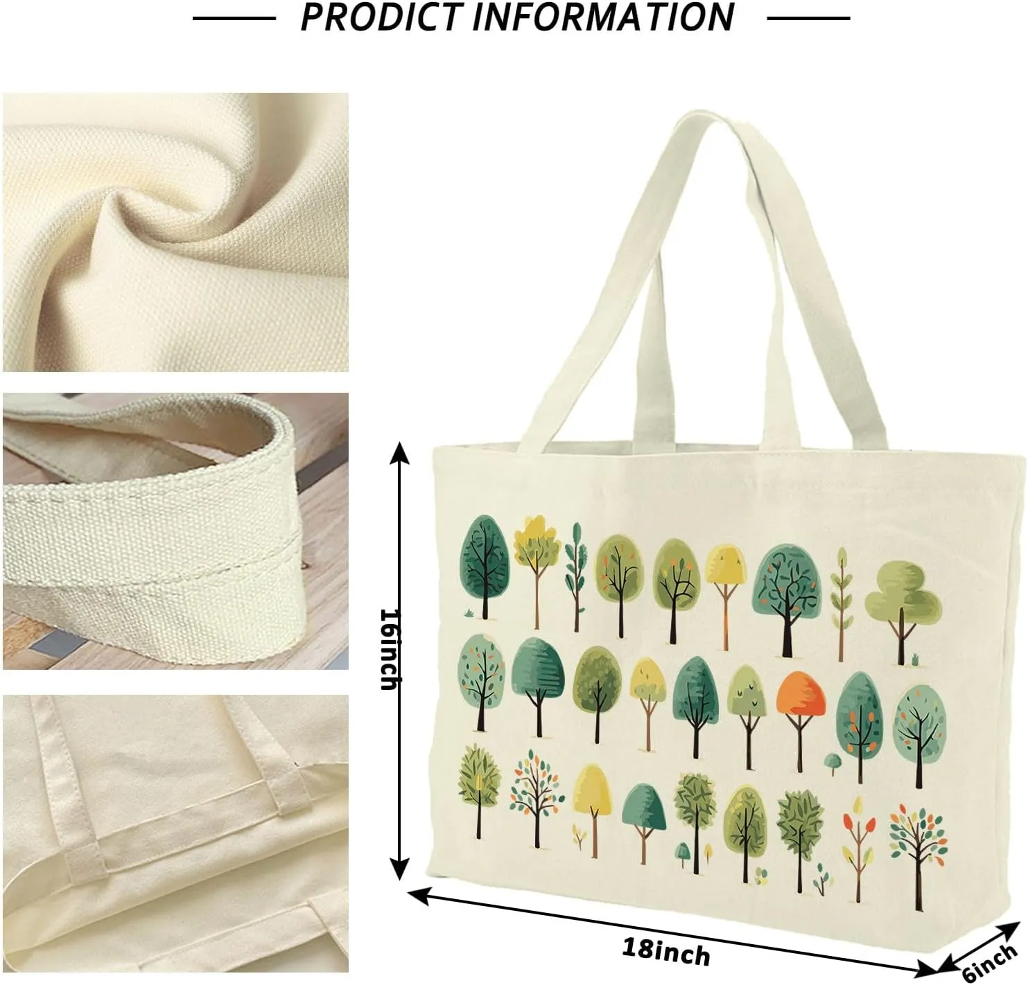 Big Canvas Tote Bag Aesthetic for Women, Flower Reusable Cloth Bags for Shopping Grocery Shoulder Bag