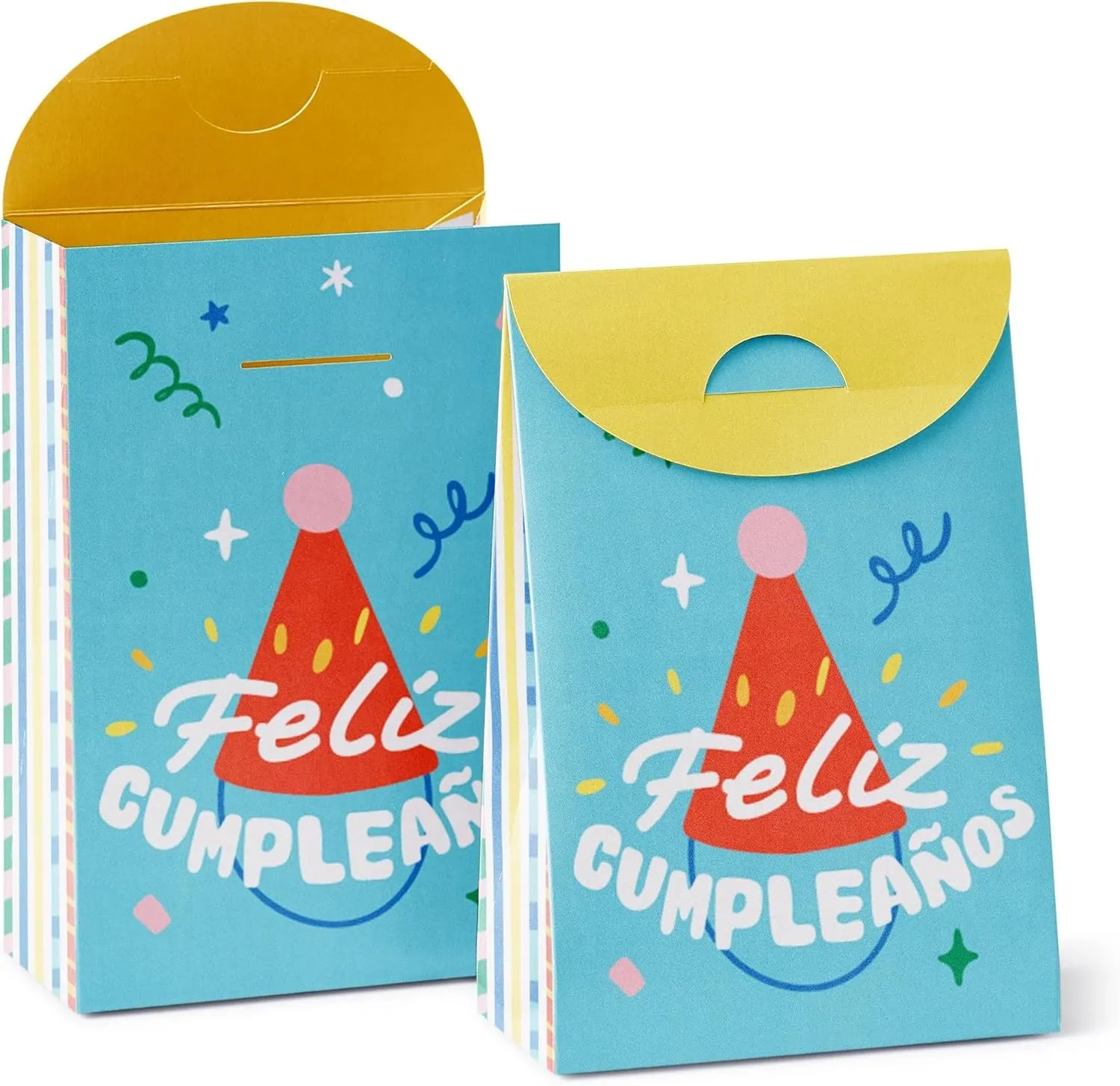 Big Dot of Happiness Feliz Cumpleaños - Spanish Happy Birthday Gift Favor Bags - Party Goodie Boxes - Set of 12