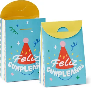 Big Dot of Happiness Feliz Cumpleaños - Spanish Happy Birthday Gift Favor Bags - Party Goodie Boxes - Set of 12