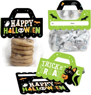 Big Dot of Happiness Jack-O'-Lantern Halloween - DIY Kids Halloween Party Clear Goodie Favor Bag Labels - Candy Bags with Toppers - Set of 24