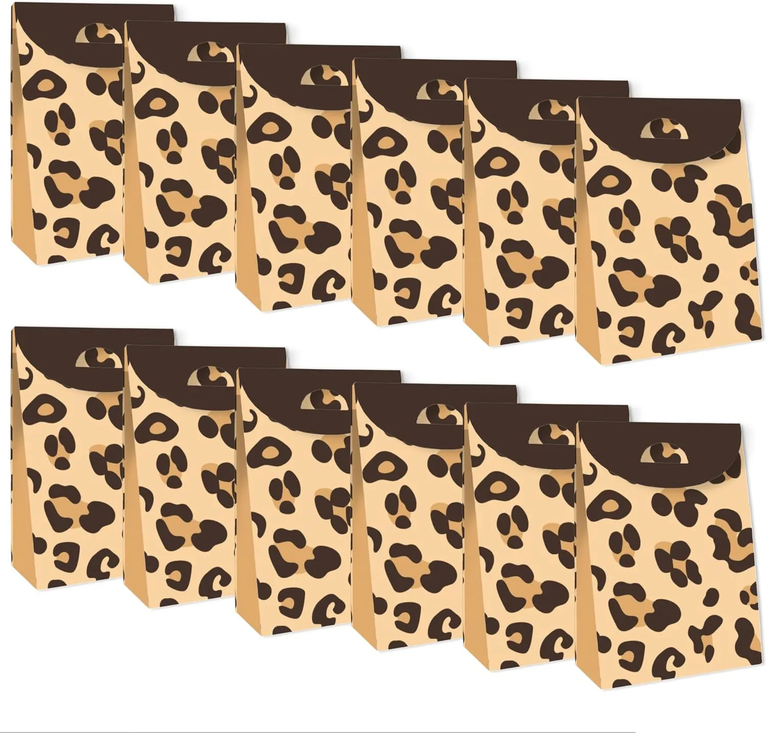 Big Dot of Happiness Leopard Print - Cheetah Gift Favor Bags - Party Goodie Boxes - Set of 12