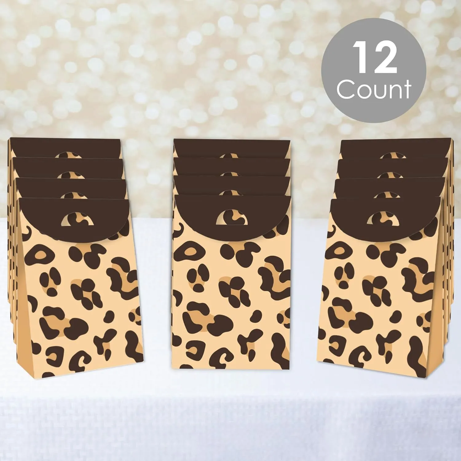 Big Dot of Happiness Leopard Print - Cheetah Gift Favor Bags - Party Goodie Boxes - Set of 12