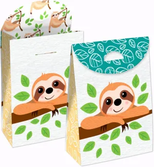 Big Dot of Happiness Let’s Hang - Sloth - Baby Shower or Birthday Gift Favor Bag - Party Goodie Boxes - Set of 12