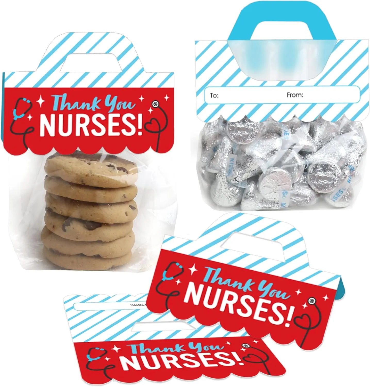 Big Dot of Happiness Thank You Nurses - DIY Nurse Appreciation Week Clear Goodie Favor Bag Labels - Candy Bags with Toppers - Set of 24