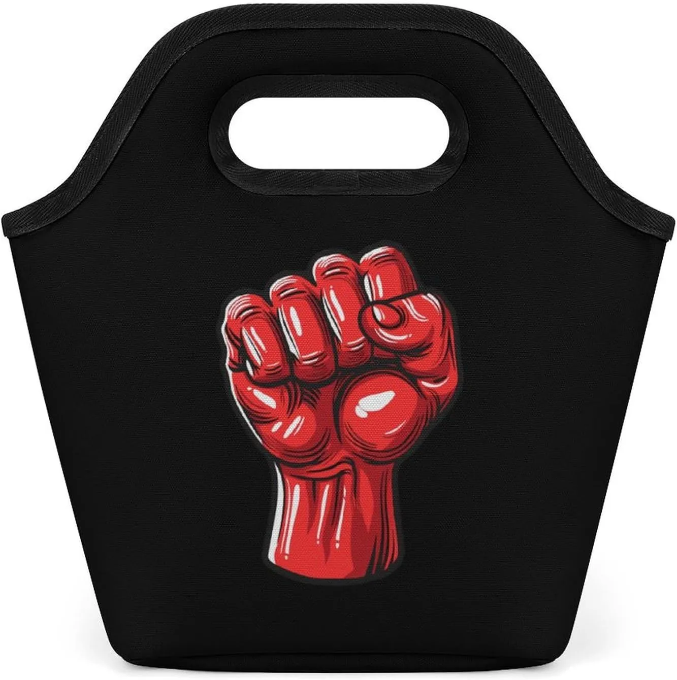 Big Red Raised Fist Salute of Unity Solidarity Resistance Reusable Grocery Bags Portable Lightweight Waterproof Shopping Tote Bag