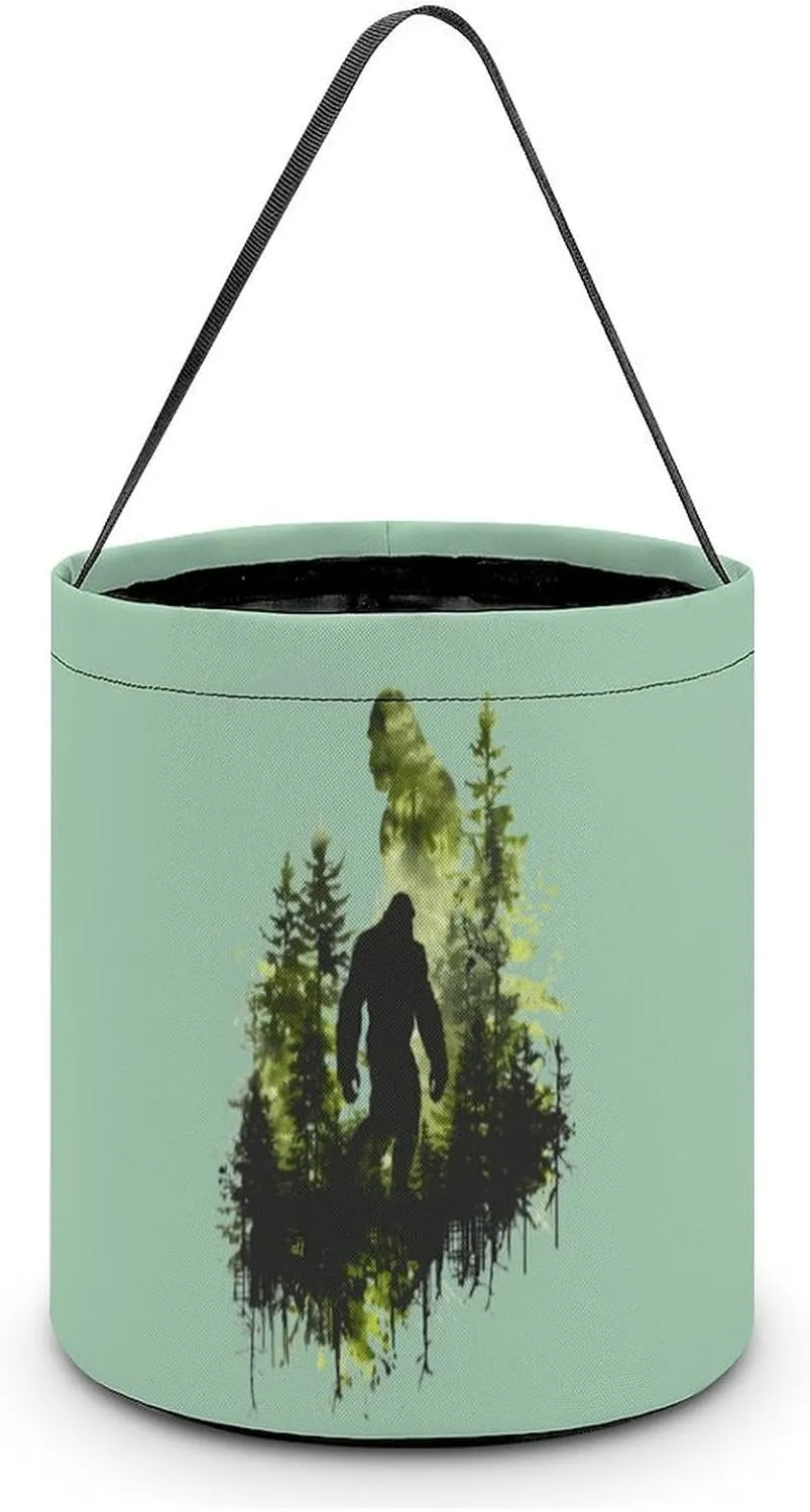 Bigfoot Forests Easter Basket Egg Buckets with Handles Hunt Tote Bags Reusable Handbag for Decoration