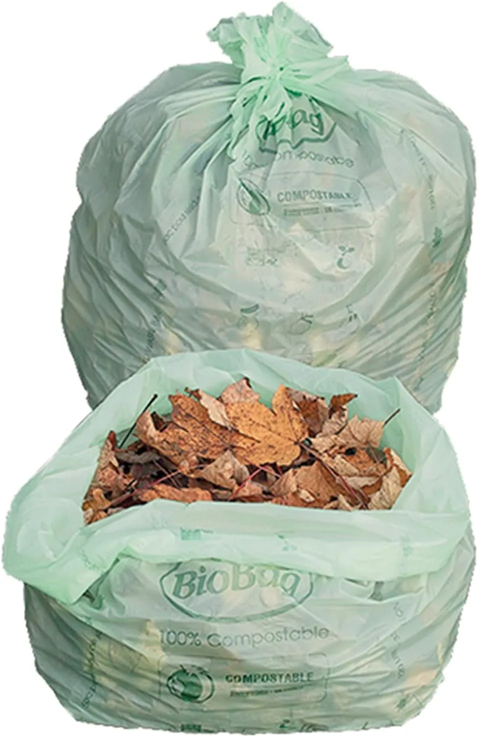 BioBag (USA) 100% Certified Compostable Lawn & Leaf Yard Waste Bags, 33 Gallon, 15 Count, Large Capacity and Weather Resistant