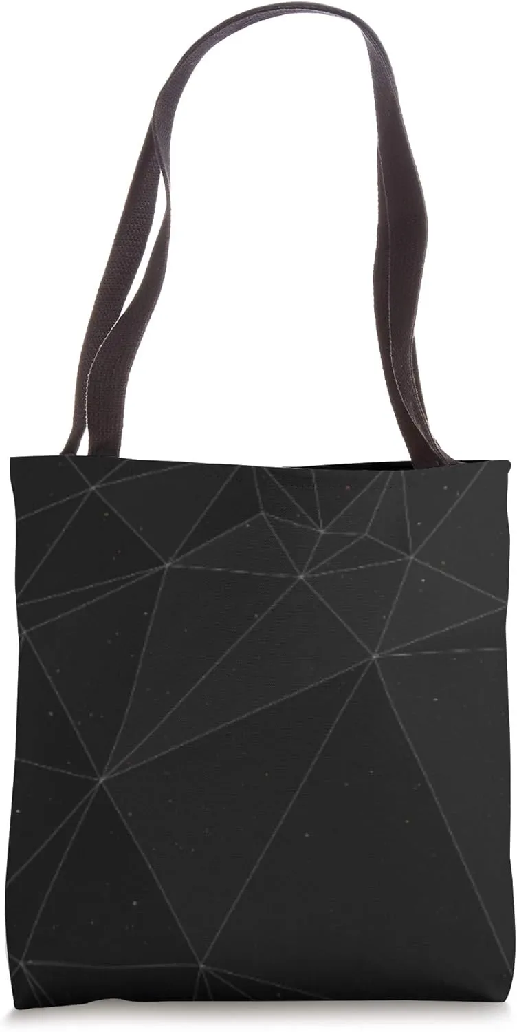 Black Abstract Space Pattern - Dark Shapes Geometric Polygon Tote Bag
