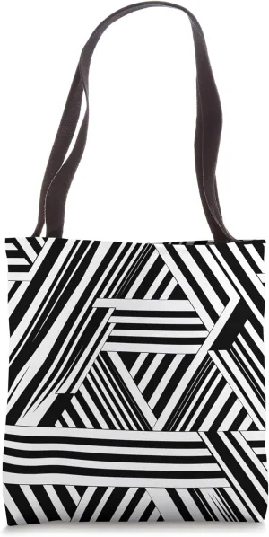 Black & White Geometric Polygon Tote Bag