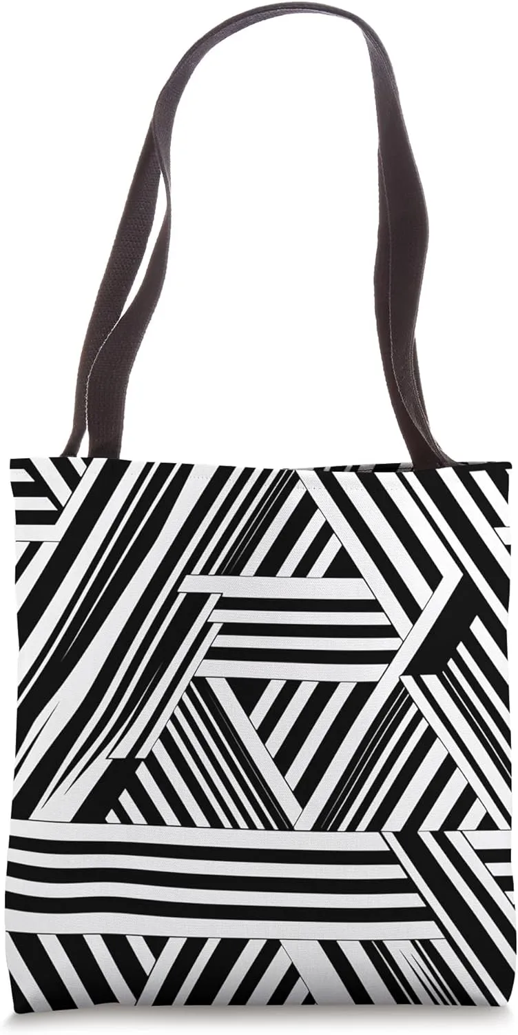 Black & White Geometric Polygon Tote Bag