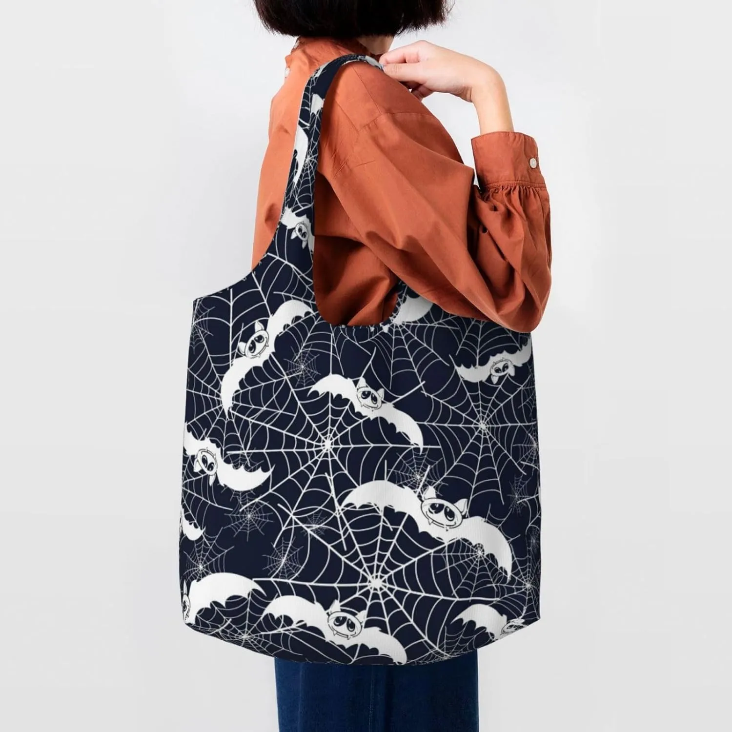Black and White Cow Print Canvas Tote Bags Reusable Shopping Bag Handbag for Shopper Beach Gifts