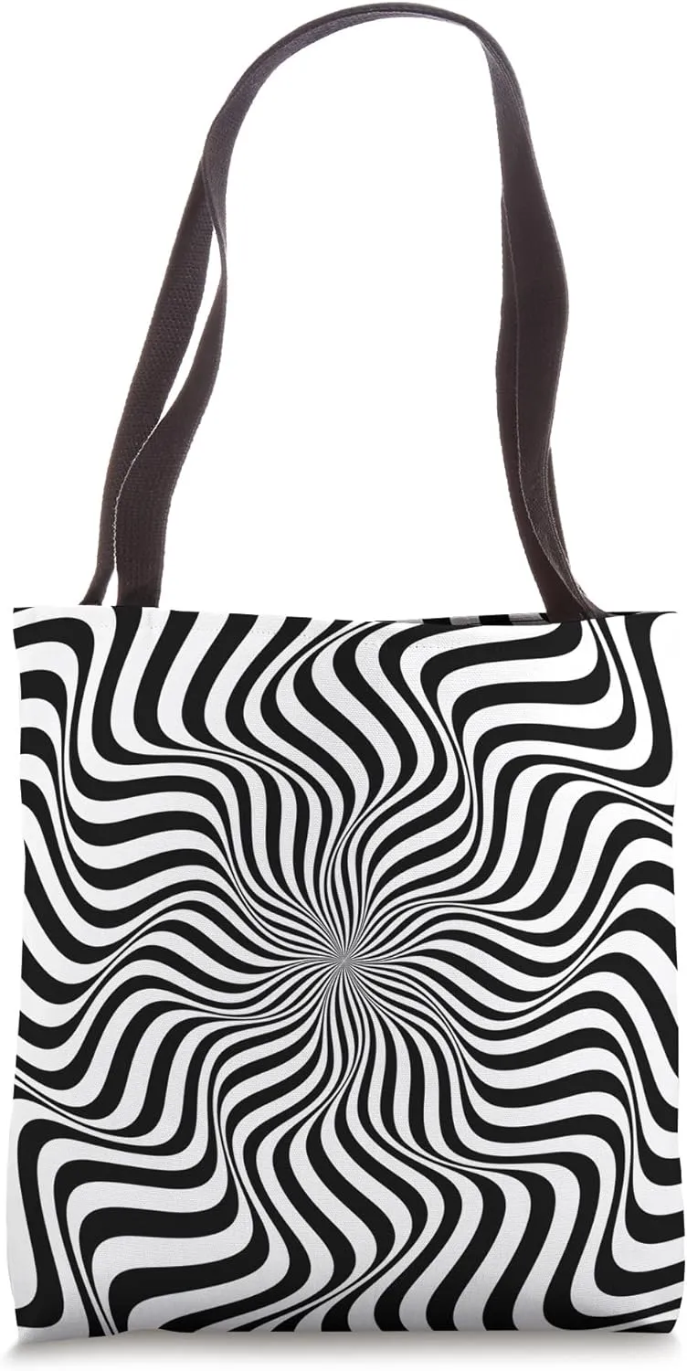 Black and White Optical Illusion Graphic Pattern Background Tote Bag