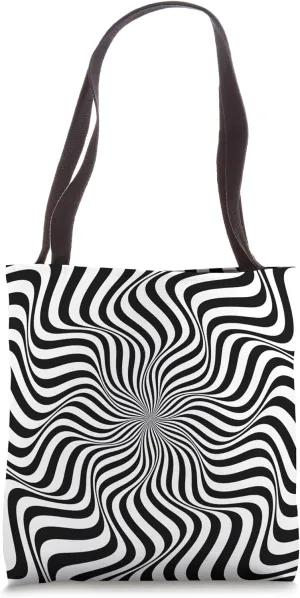 Black and White Optical Illusion Graphic Pattern Background Tote Bag