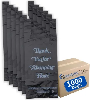 Black Printed HDPE Liquor T-Shirt Bags - 8"x4"x20" - 1000 Bags - 25 microns - Black - 8420HDBWP