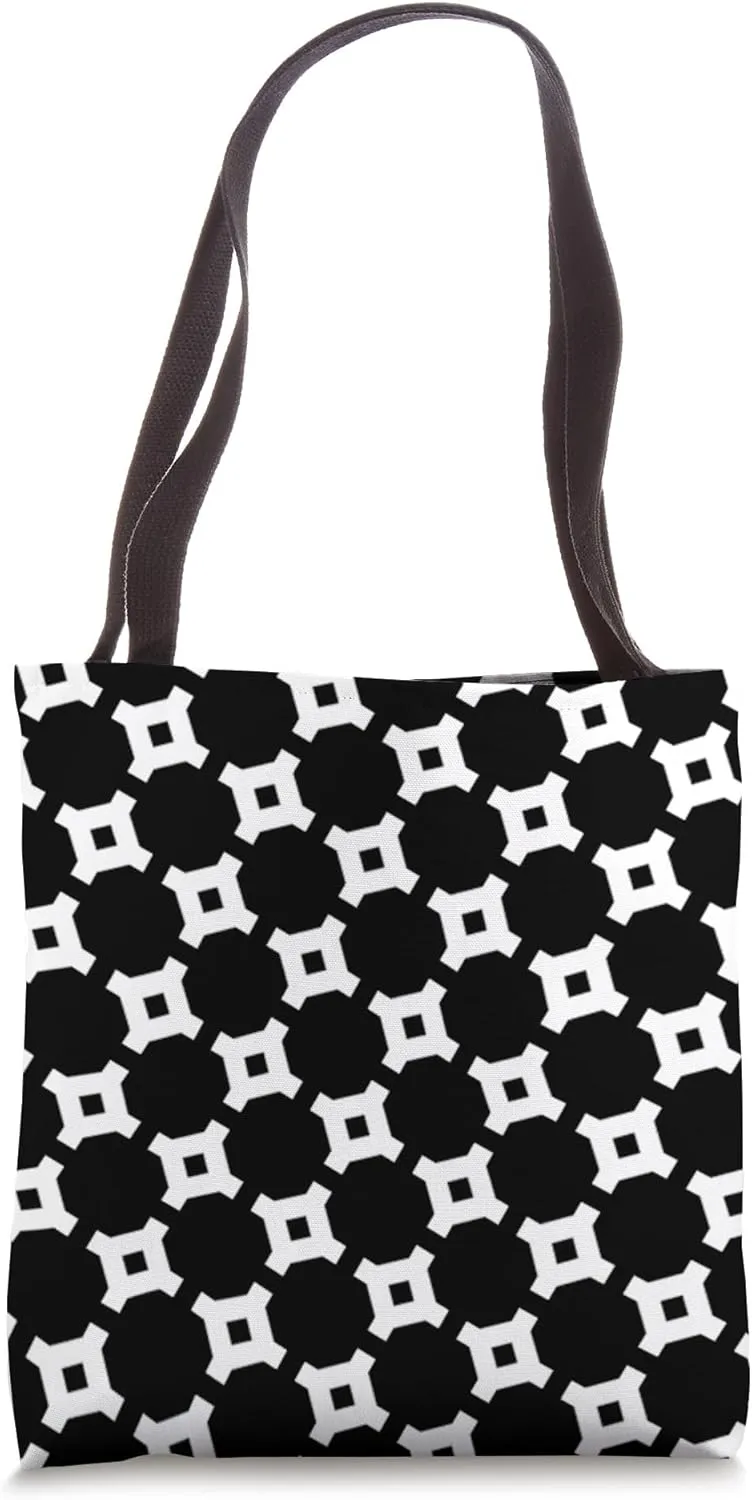 Black-White Timeless Vintage Art Deco Geometric Pattern Tote Bag