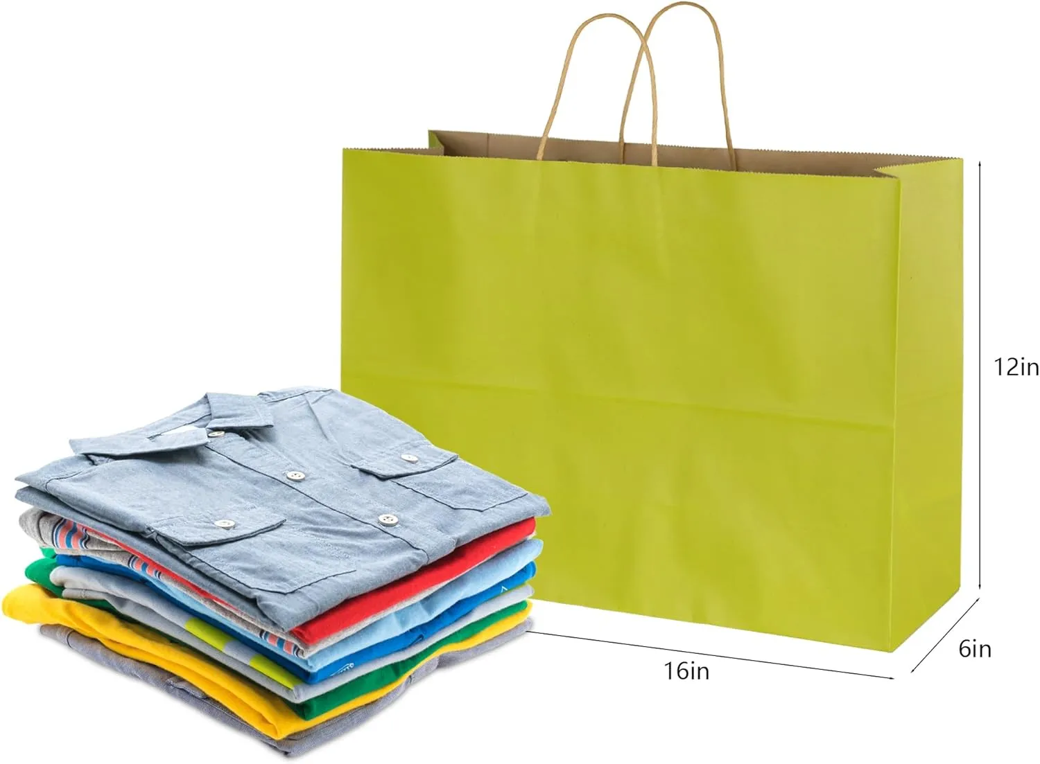 BLEWINDZ 70Pcs Large Paper Bags with Handles, 16x6x12 Inches Avocado Green Paper Shopping Bags for Small Business, Large Kraft Gift Bag Bulk for Grocery Mechandise Retail