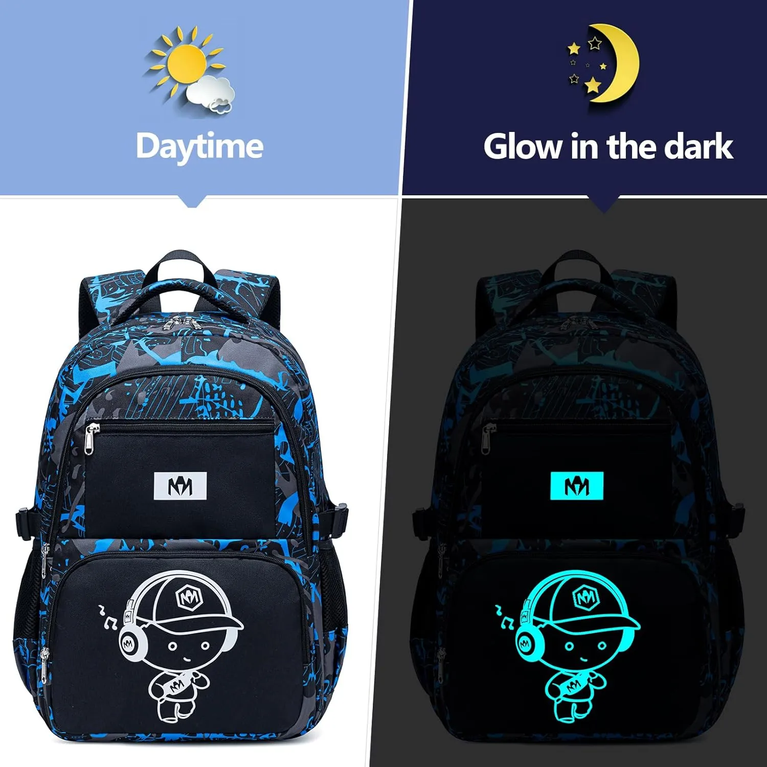 Bluboon School Backpack for Boys Teens Bookbag Travel Daypack Kids Girls Lunch Bag Pencil Case