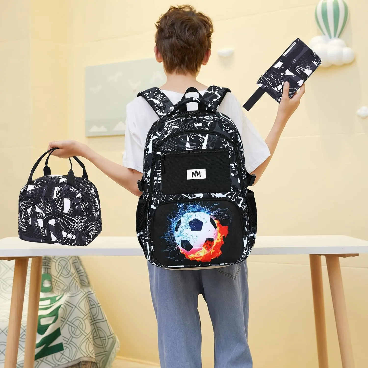 Bluboon School Backpack for Boys Teens Bookbag Travel Daypack Kids Girls Lunch Bag Pencil Case