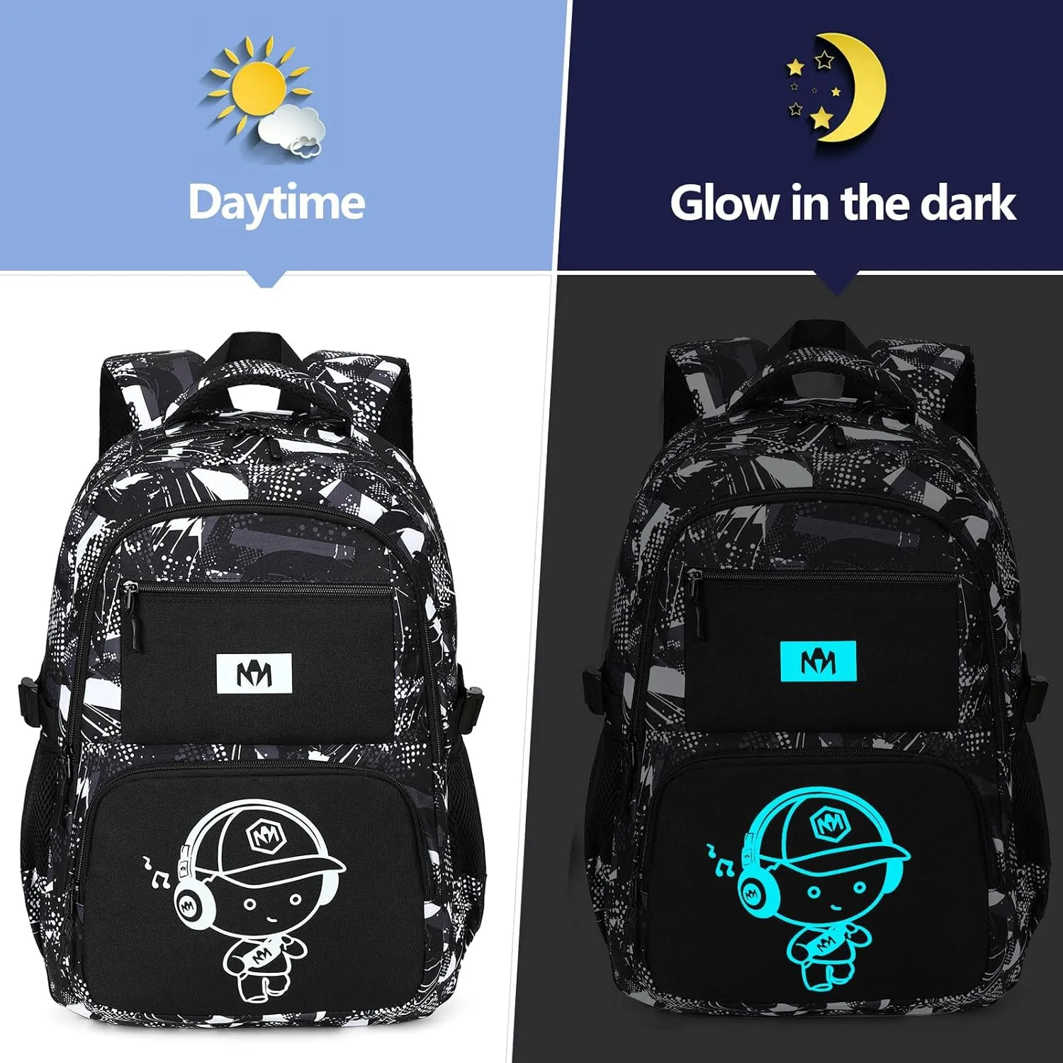 Bluboon School Backpack for Boys Teens Bookbag Travel Daypack Kids Girls Lunch Bag Pencil Case