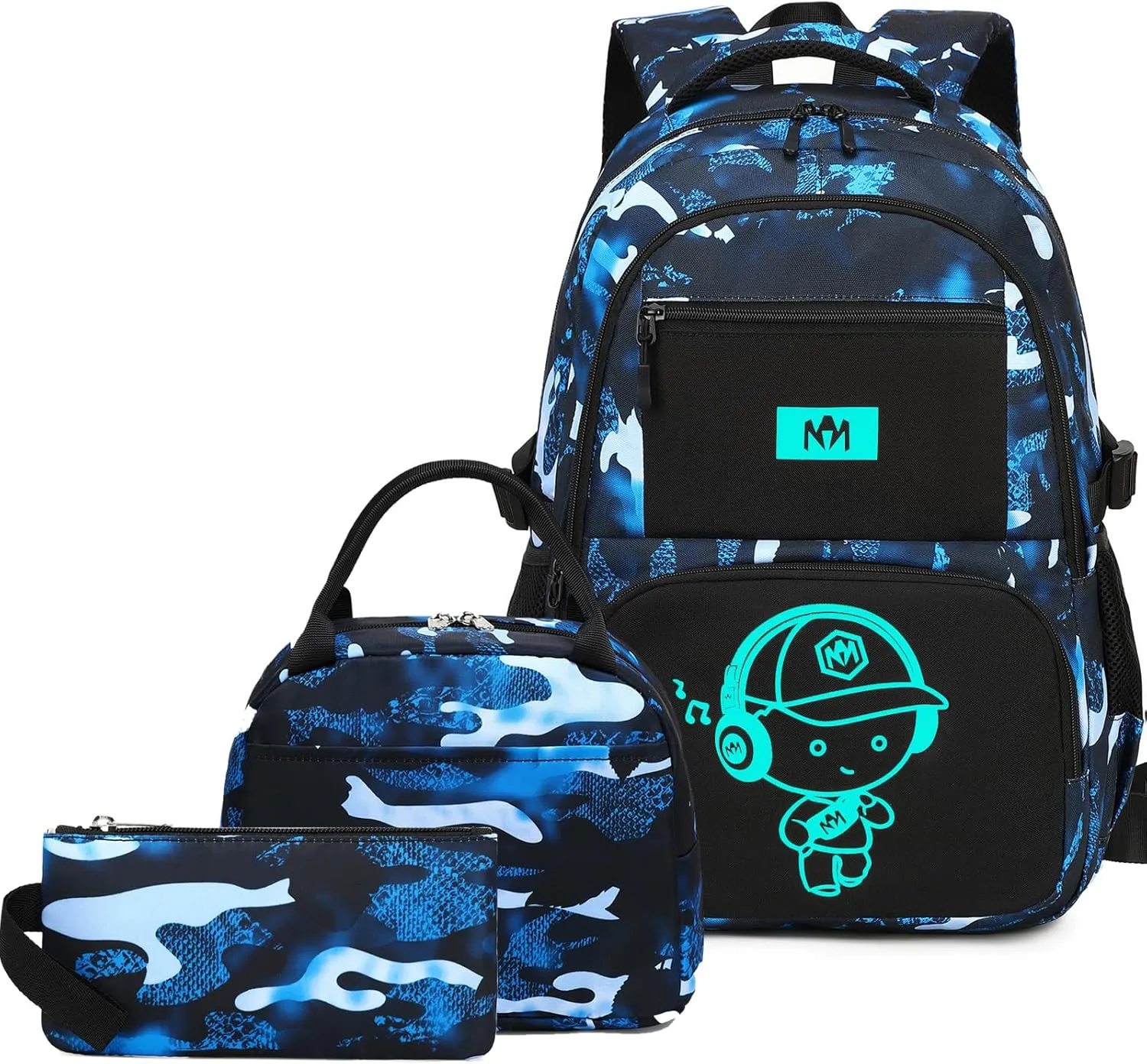 Bluboon School Backpack for Boys Teens Bookbag Travel Daypack Kids Girls Lunch Bag Pencil Case