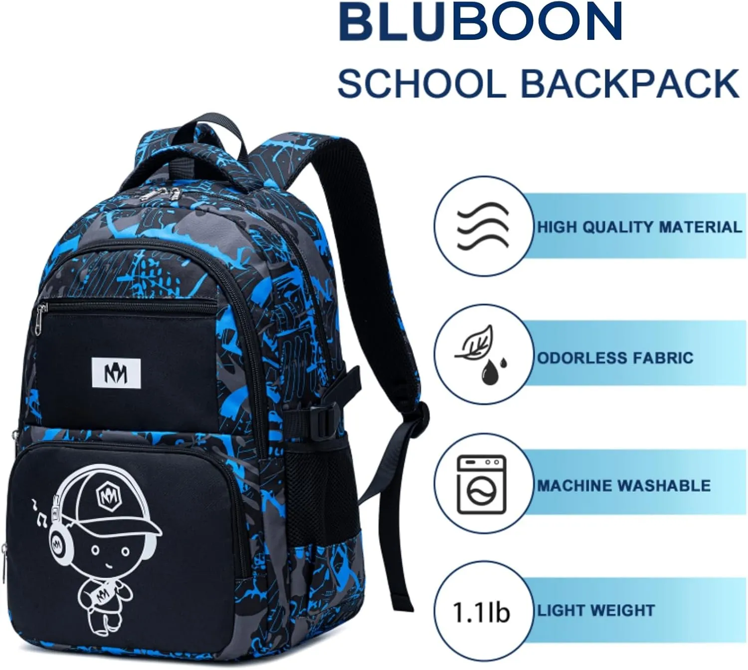 Bluboon School Backpack for Boys Teens Bookbag Travel Daypack Kids Girls Lunch Bag Pencil Case