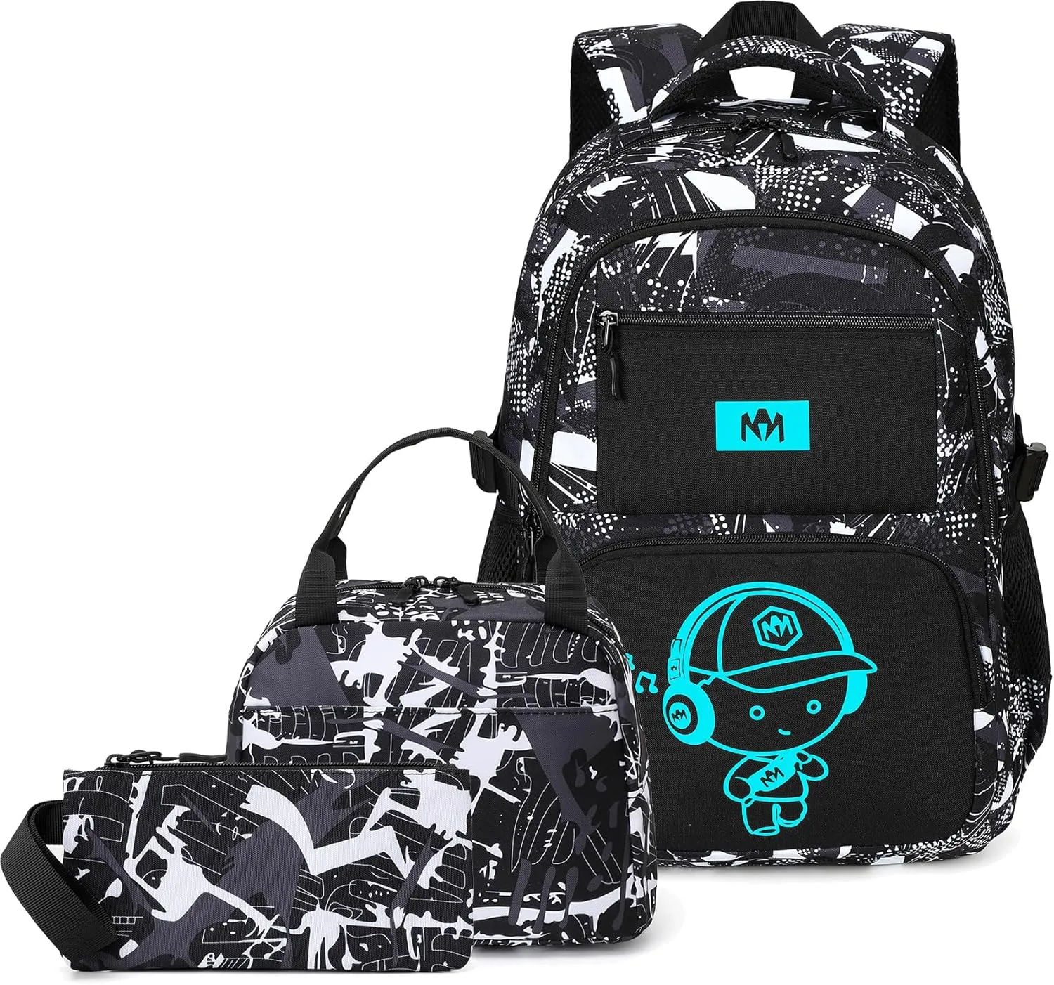 Bluboon School Backpack for Boys Teens Bookbag Travel Daypack Kids Girls Lunch Bag Pencil Case