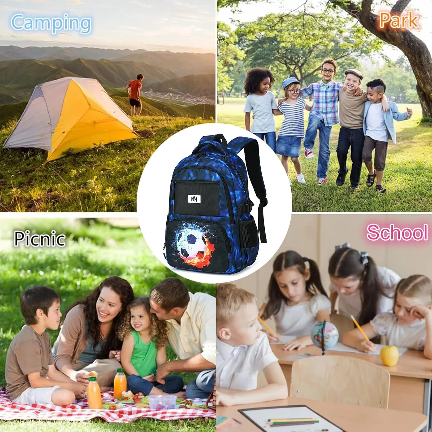 Bluboon School Backpack for Boys Teens Bookbag Travel Daypack Kids Girls Lunch Bag Pencil Case