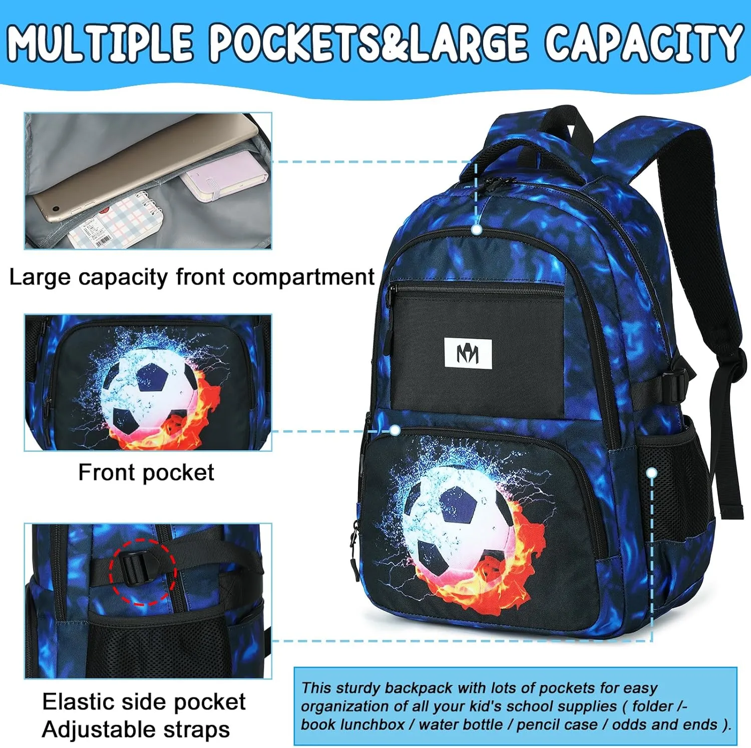 Bluboon School Backpack for Boys Teens Bookbag Travel Daypack Kids Girls Lunch Bag Pencil Case