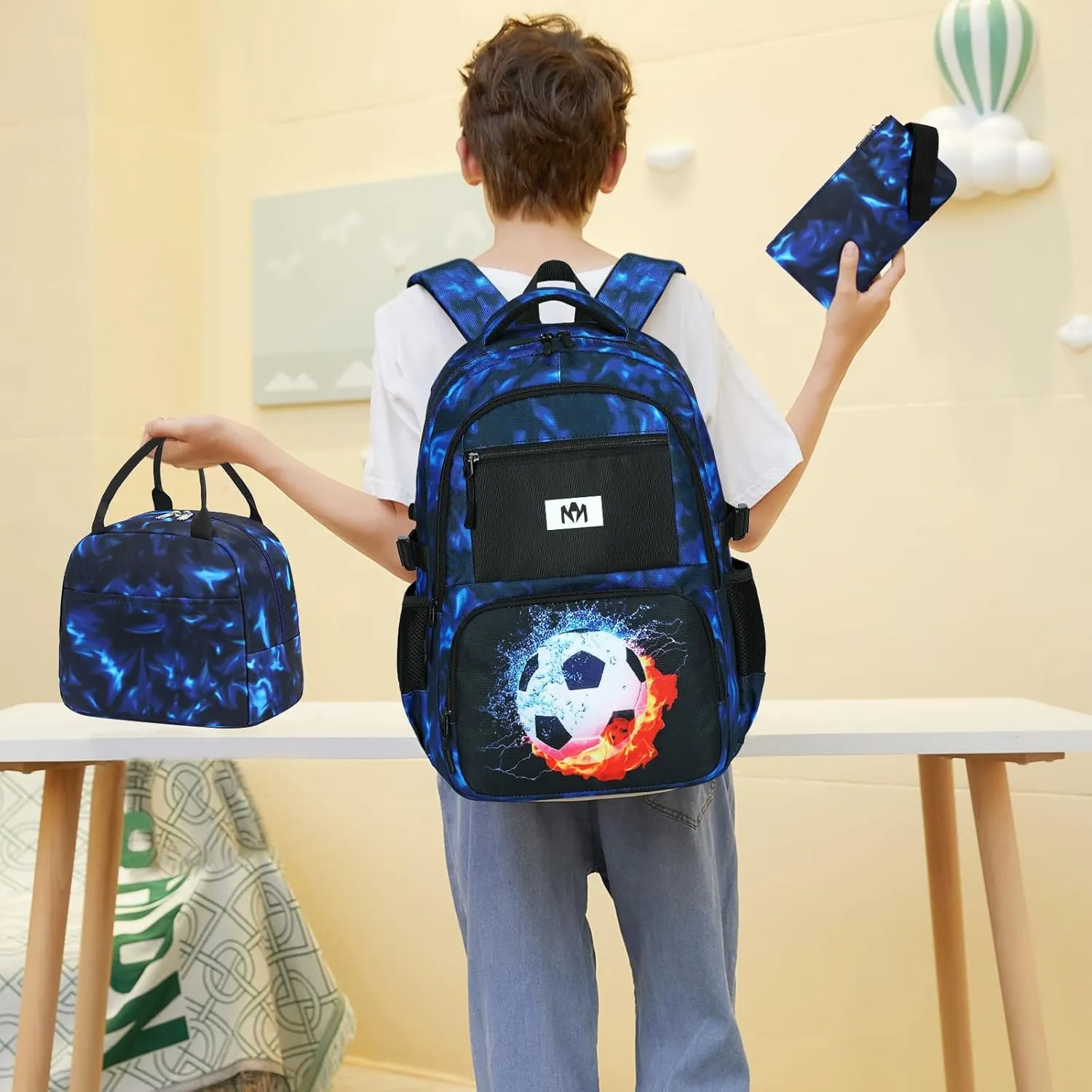 Bluboon School Backpack for Boys Teens Bookbag Travel Daypack Kids Girls Lunch Bag Pencil Case