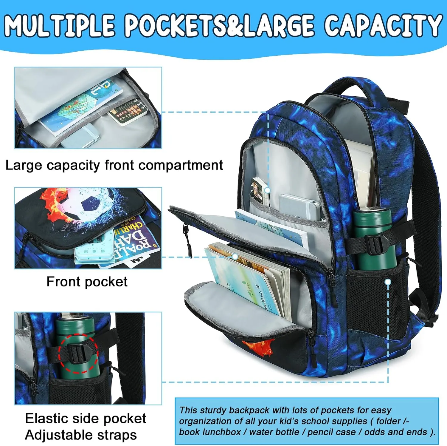 Bluboon School Backpack for Boys Teens Bookbag Travel Daypack Kids Girls Lunch Bag Pencil Case