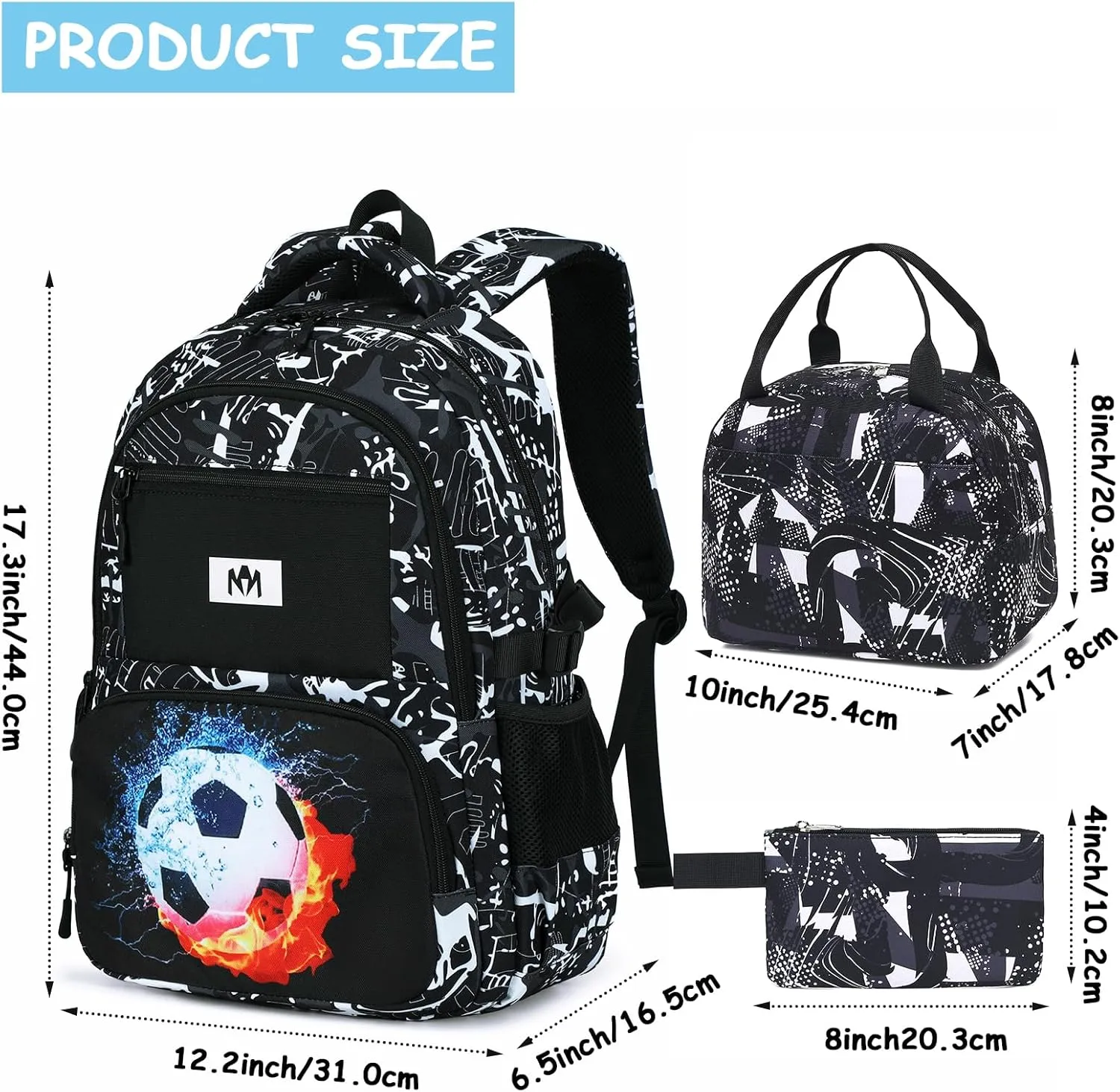 Bluboon School Backpack for Boys Teens Bookbag Travel Daypack Kids Girls Lunch Bag Pencil Case