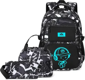 Bluboon School Backpack for Boys Teens Bookbag Travel Daypack Kids Girls Lunch Bag Pencil Case