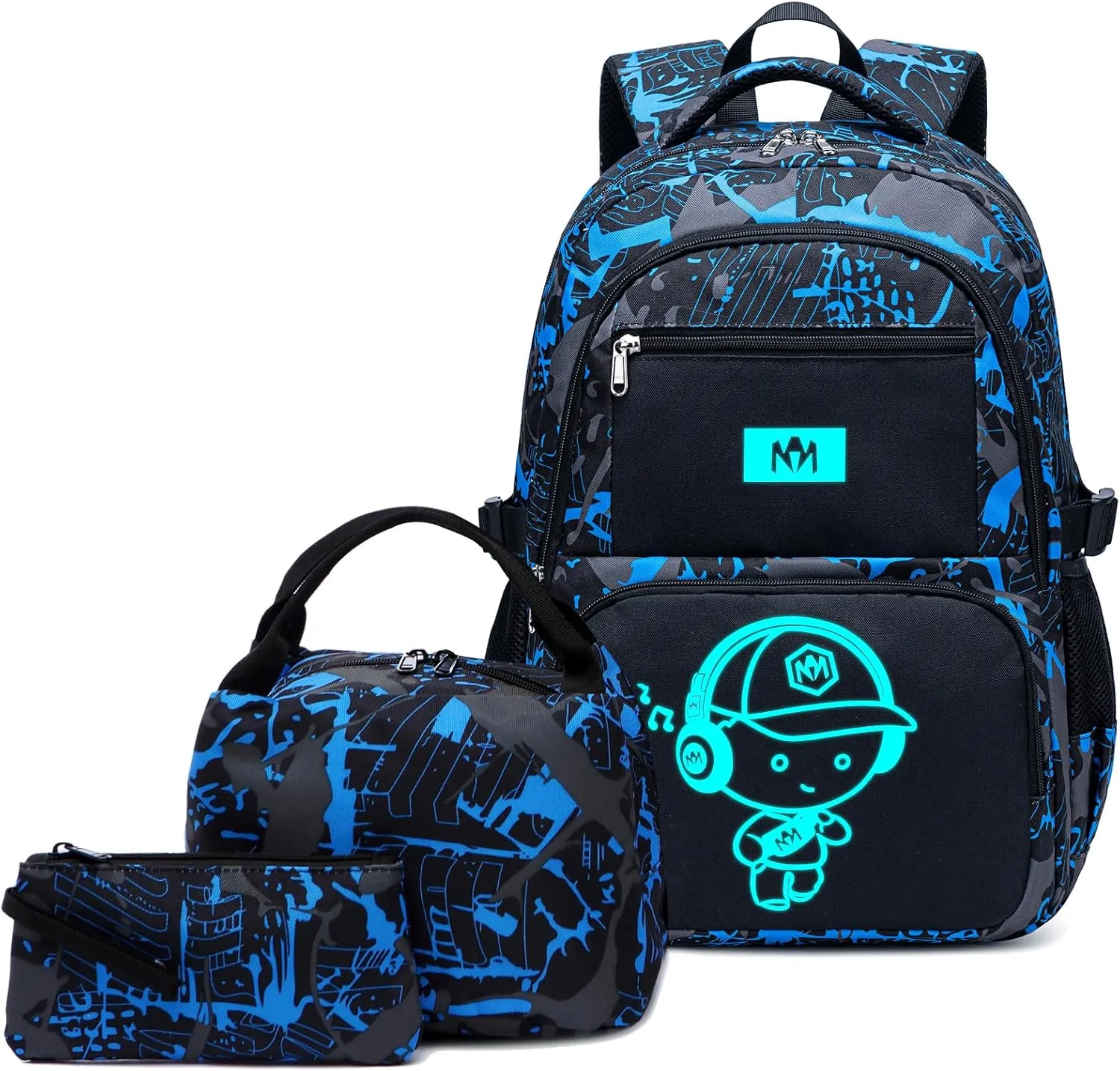 Bluboon School Backpack for Boys Teens Bookbag Travel Daypack Kids Girls Lunch Bag Pencil Case