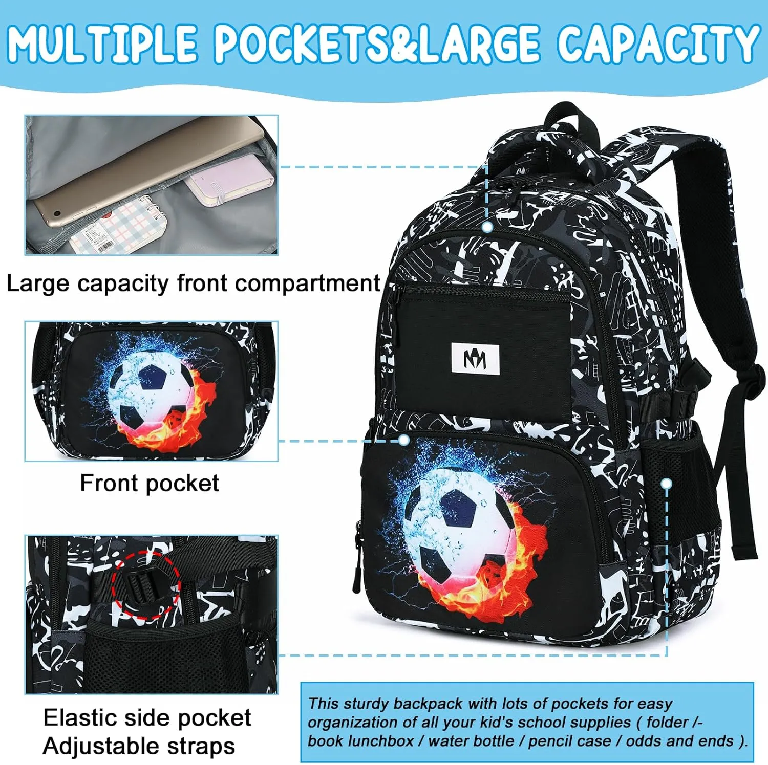 Bluboon School Backpack for Boys Teens Bookbag Travel Daypack Kids Girls Lunch Bag Pencil Case
