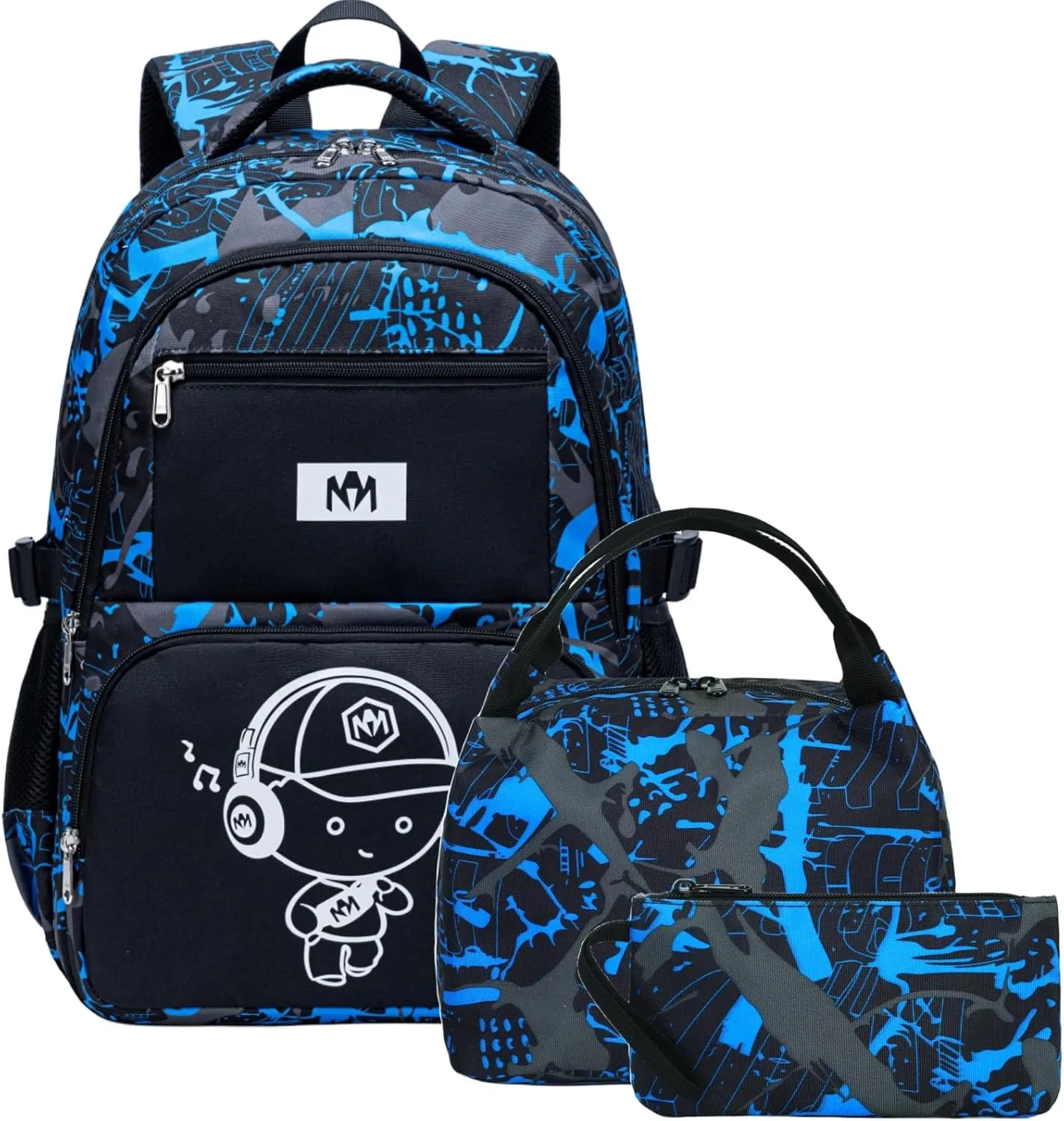 Bluboon School Backpack for Boys Teens Bookbag Travel Daypack Kids Girls Lunch Bag Pencil Case