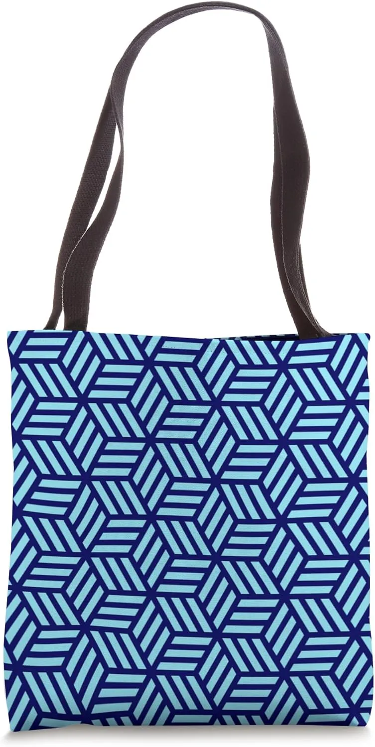 Blue Boxes Geometric Contemporary Nautical Pattern Tote Bag