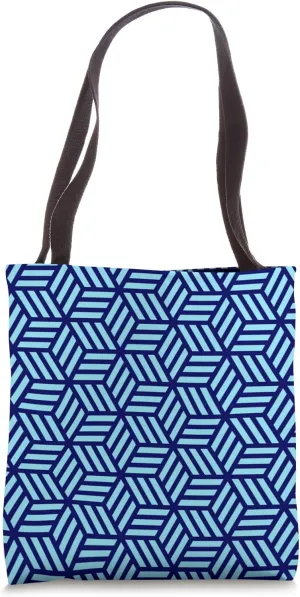 Blue Boxes Geometric Contemporary Nautical Pattern Tote Bag