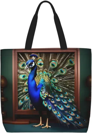 Blue Butterfly Print Fashion Tote Bag,Travel Handbag For Women, Hobo Bags, Work Shoulder Bags Crossbody Bag