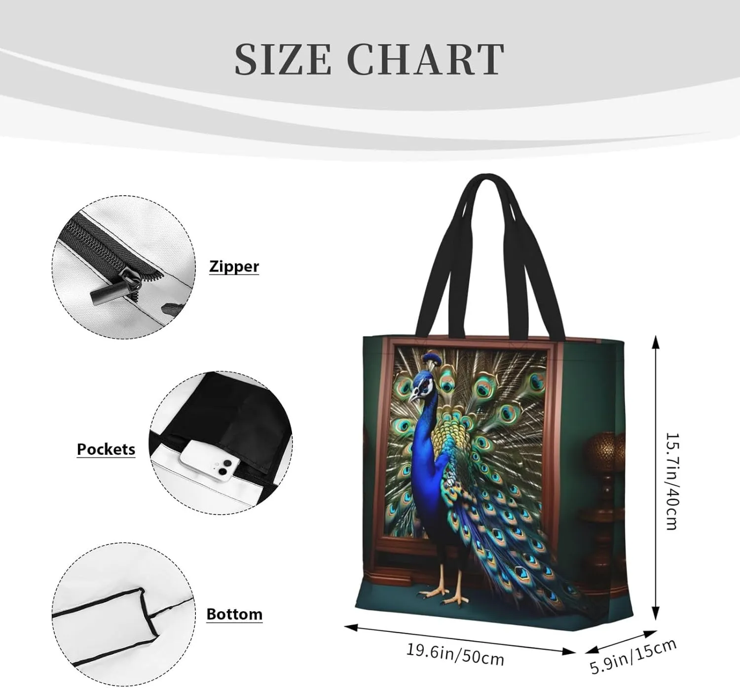 Blue Butterfly Print Fashion Tote Bag,Travel Handbag For Women, Hobo Bags, Work Shoulder Bags Crossbody Bag