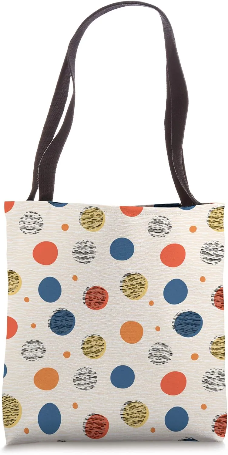 Blue, Red and Grey Dots on Light Background Pattern Tote Bag