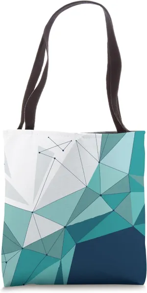 Blue Turquoise Polygon Geometric Tote Bag