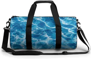 Blue Water Ripples Gym Bag Small Travel Duffle Bag with Compartment Carry On Weekender Bag for Women Men