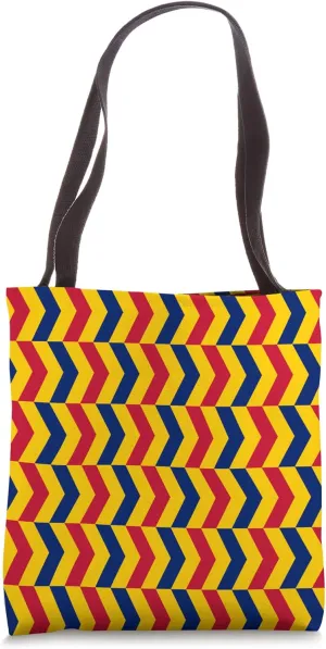 Blue Yellow Red Romania Tricolor Balkan Zigzag Pattern Tote Bag