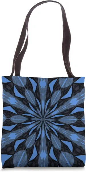 Bluish Black And Medium Blue Geometric Kaleidoscope Tote Bag