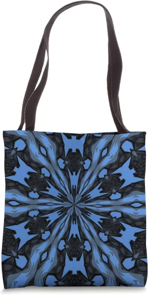 Bluish Black And Medium Blue Kaleidoscope Pattern Tote Bag