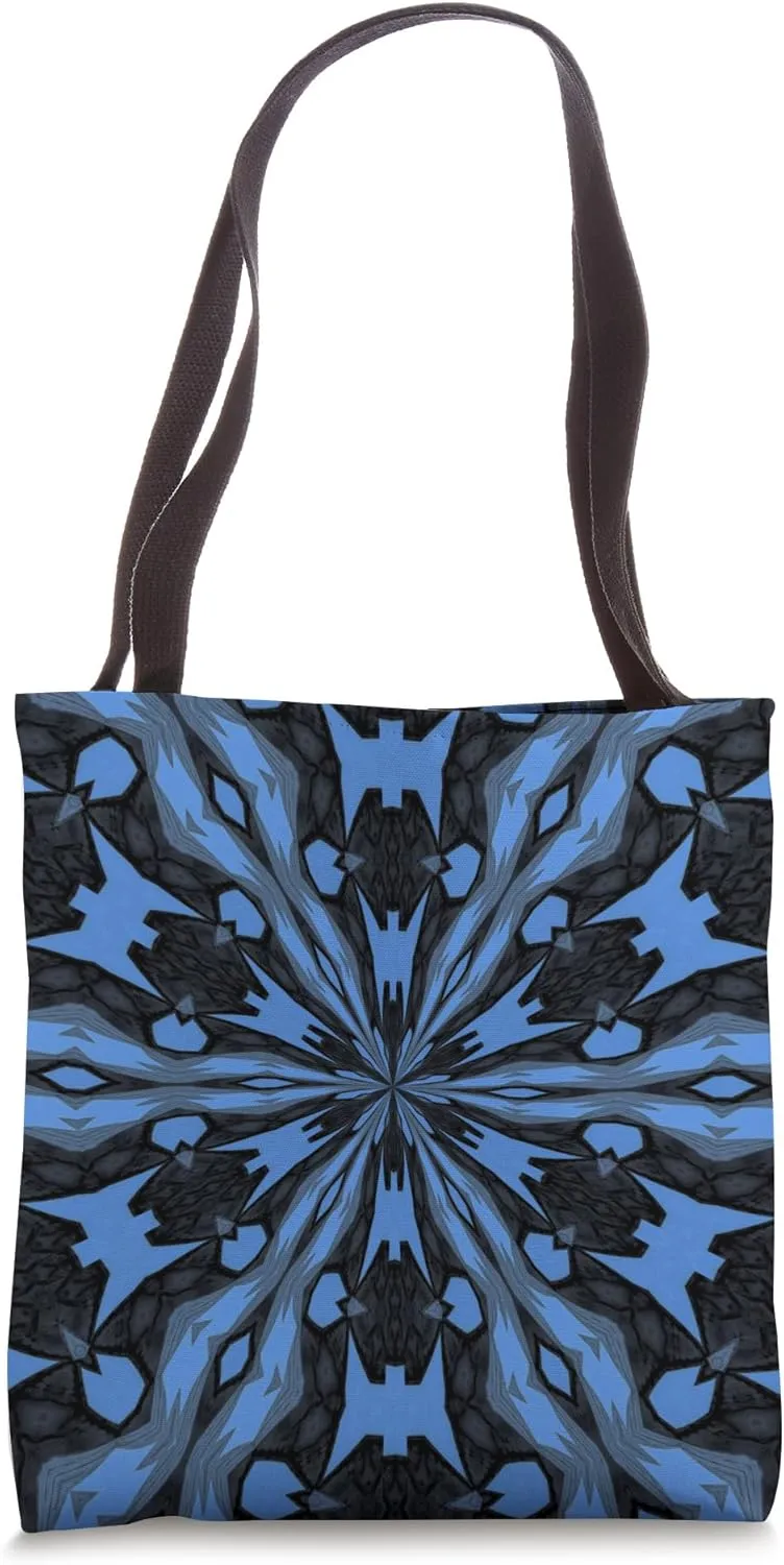 Bluish Black And Medium Blue Kaleidoscope Pattern Tote Bag