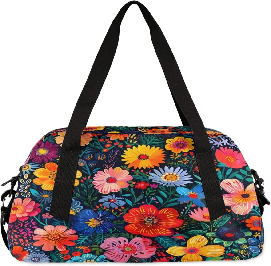 Boho Flower Blossom Kids Duffle Bag Boys Girls Small Sport Dance Gym Bag for Overnight Travel Weekender Carry On